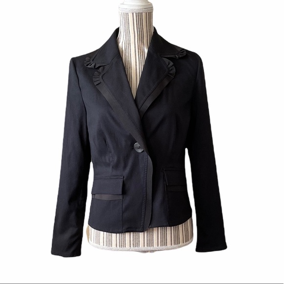 J. Jill Jackets & Blazers - J.JILL Black Long Sleeve One Button Blazer Jacket Black 4